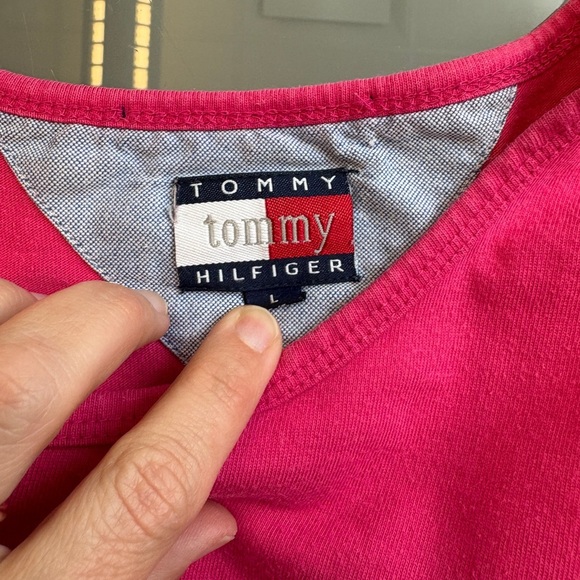 Tommy Hilfiger Hot Pink Short Sleeve Crew Neck Polo T-Shirt women's size Large - Picture 5 of 8